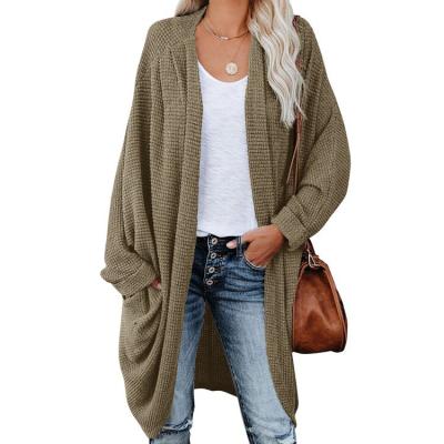 China Anti-wrinkle Women's Chunky Waffle Cable Boho Pockets Open Front Sleeve Sweater Oversized Coat Cardigan Long Batwing for sale