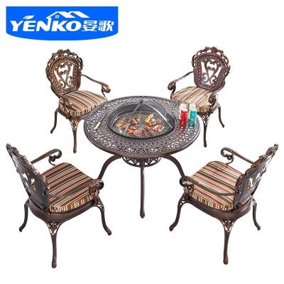 China All Weather Outdoor Furniture 5-Piece Outdoor Furniture Dining Set, All Weather Cast Aluminum Patio Garden Set with 4 Chairs YGZC003 for sale