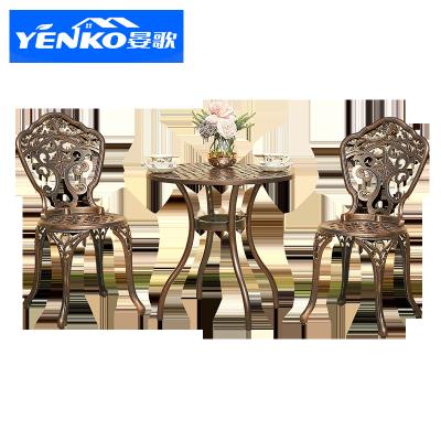 China All Weather Outdoor Furniture 3-Piece Outdoor Furniture Dining Set, All Weather Cast Aluminum Patio Garden Set with 2 Chairs for sale