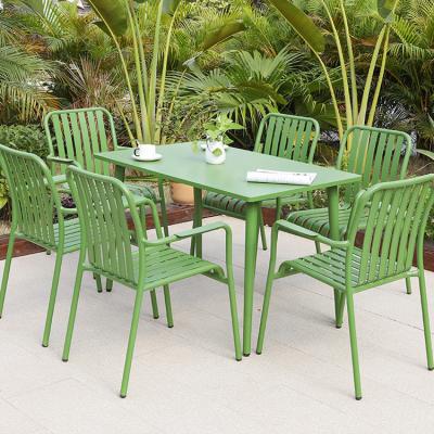 China Durable Patio dining set garden outdoor table and chairs set stacking garden furniture aluminum outdoor chair for sale