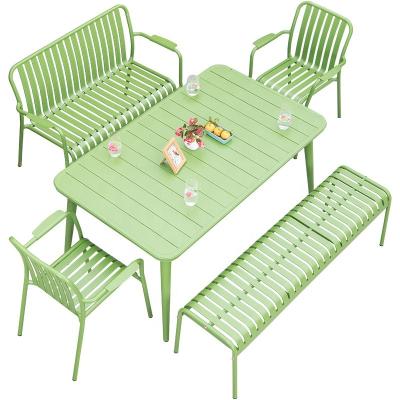 China Durable Hot Sale Aluminum Dining table set Outdoor chair Bistro Bar Cafe Restaurant Patio Garden Table and Chairs set outdoor furniture for sale