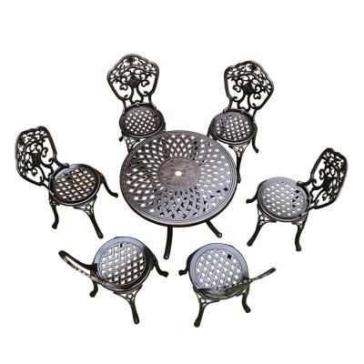 China Modern Garden patio round table chairs set aluminum Casting Outdoor Garden Furniture for sale