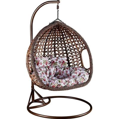 China Modern Outdoor Swing Patio Egg Rattan Swing Chair Garden Furniture Outdoor Double Swing Hanging Chair for sale