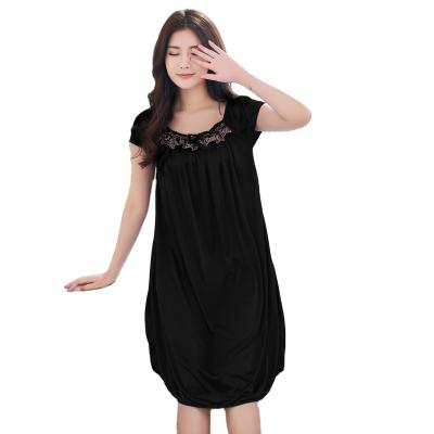 China Summer short-sleeved ultra-wide waist QUICK-DRY ice silk wear women's long style sister fat lady silk nightgown pajamas home wear pre for sale