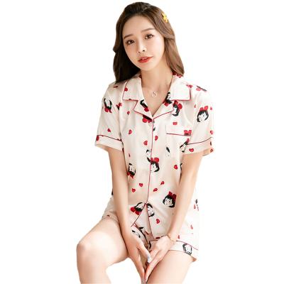 China 2021 QUICK DRY satin short sleeve shorts with button assured quality silk pajamas for women 2 piece set for sale