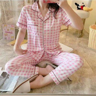 China QUICK DRY Short Sleeve Nightgown Girl's Short Sleeve Women's Pajamas Sleepwear Sets for sale