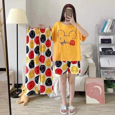 China QUICK DRY style warm pajamas for women autumn/summer 3 pieces home wear short and long for sale