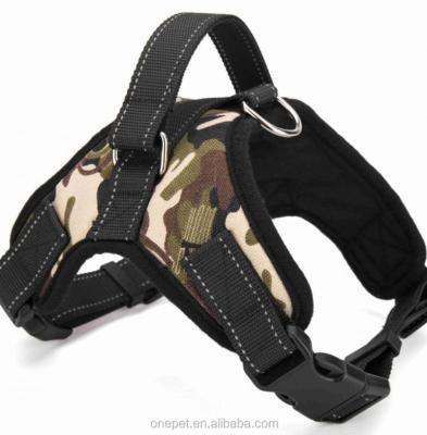 China Reflective Adjustable size pet accessories large dog harness vest nylon tactical dog harness padded for sale