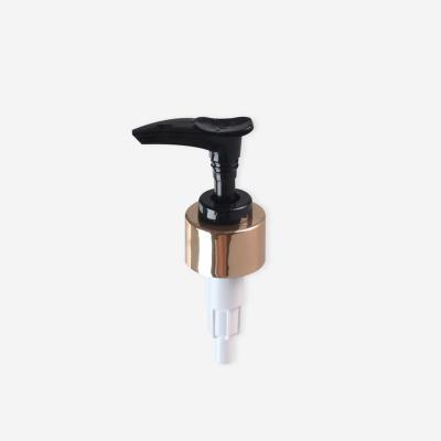 China Black Hand 28mm Body Cosmetic Aluminum Plastic Gold Creams 24 28 410 Lotion Pump Dispenser Bottles With Cap for sale