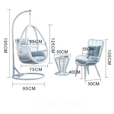 China Factory wholesale new super comfortable bird's nest rattan cradle outdoor single thick basket table and three-piece swing chair household for sale