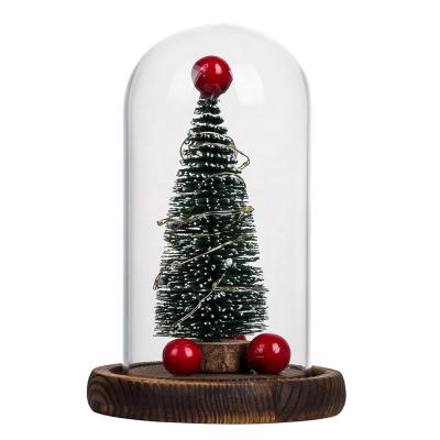 China Chirstmas Decor Mini Christmas Tree Glass Cover LED Lights Border Creative Christmas Decorations Gifts Ornaments for sale