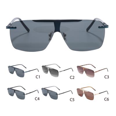 China Fashion Rimless One Piece Lens Sunglasses Metal Sports Shading Sun Glasses For Men 2021 for sale