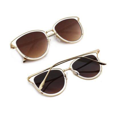 China Fashion Sunglasses Shape Cat Eye Round Metal Cutout Designer Sun Glasses Sunglasses For Lady for sale