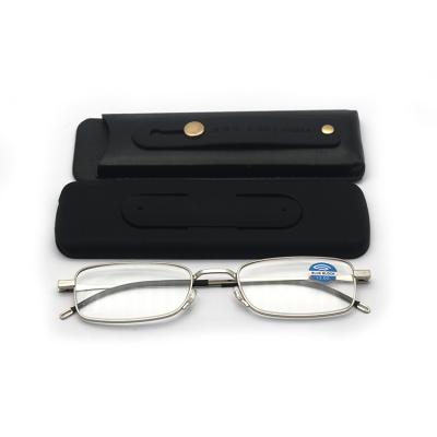 China Thin Reading Glasses And Flexible Light Blue Metal Rectangle Computer Glasses Retro Reading Glasses For Men for sale