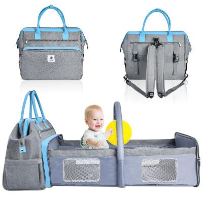 China WRAPPING BAG Diaper Change Bags 3 in 1 Diaper Bag Backpack with Diaper Changing Pad and Portable Crib Baby Nursery Organizer for sale