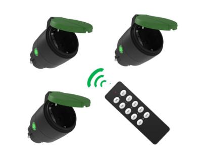 China Outdoor 433.92mhz Smart Plug German Smart Radio Remote Control Residential/Multi-Purpose Plug (1remote+3plug) for sale