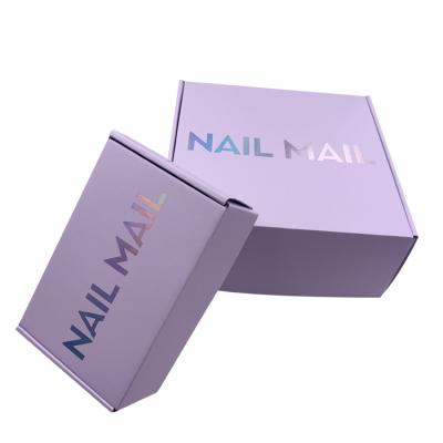 China Recyclable Luxury Custom Paper Mailer Shipping Box For Holographic Glossy Logo Press On Nail Packaging Box for sale