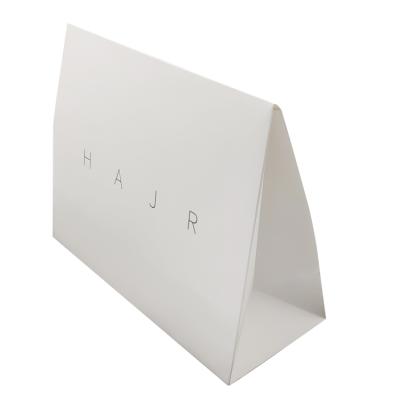 China Recyclable Cheap White Paper Card Wig Bags Hair Packaging With Plain Paper Hair Extensions Bags For Ribbon Handle Hair Bags Custom Logo for sale