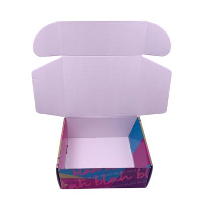 China Double-sided printing luxury miniature packaging materials color reused corrugated box for clothes shoes underwear wigs mobile phones paper boxes for sale