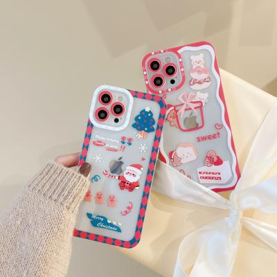 China Shockproof Candy Color Glitter Girls Christmas Day Soft Cell Phone Case For Iphone 13 12 11 pro X Max XR XS 7G 8P for sale