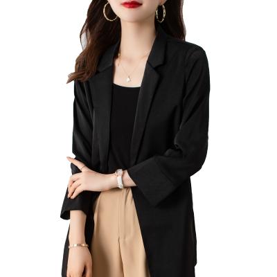 China 2021 Ladies Office Lady Lapel Long Sleeve Coat Suit Ladies Blazer Solid Color Thin Breathable Slim Casual Tops for sale