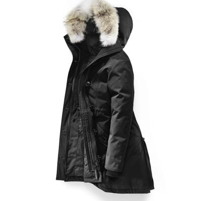 China Women's Duck Down Filled Plus Size Black Coats With Fur Animal Collar Stripper Waterproof Winter Long Real For Ladies for sale