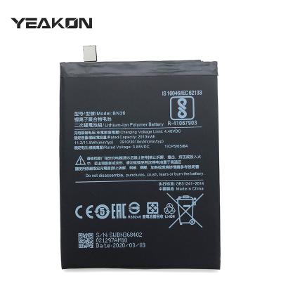 China 3000mAh Mobile Phone Battery Replacement BN36 For Xiaomi MI 6X M1804D2SC M1804D2SE M1804D2SG M1804D2ST P/N BN36 for sale