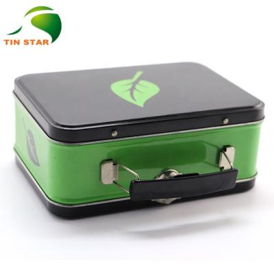 China Wholesale Custom Food Grade Metal Empty Tea Tin Canister Box With Handle for sale