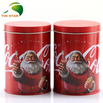 China Chocolate Metal Packaging Round Shape Christmas Candy Sweet Chocolate Tin Can for sale