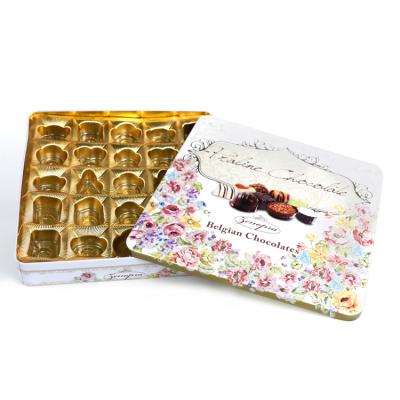 China Recyclable Custom Square Food Grade Chocolate Tin Box for sale