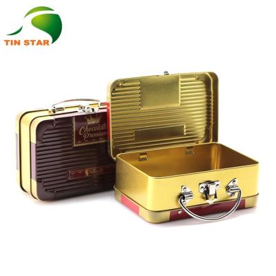 China Custom Wholesale Moisture Proof Cookie Tin Box With Handle Cookie Metal Christmas Food Cookie for sale