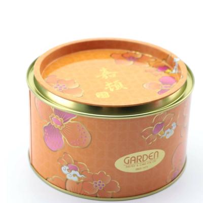 China Cookies Food Grade Metal Packaging Round Cookie Cookie Tin Box With Lid Tin Box for sale