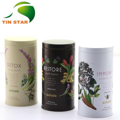 China Wholesale Coffee Food Grade Metal Round Cylinder Chinese Green Tea Tin Container for sale