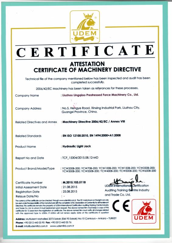 CE - Liuzhou Lingqiao Prestressed Machinery Co., Ltd.