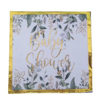 China Multi Ply Pattern Decoupage Solid Color Paper Napkins Colorful Hot Stamping Custom Tan Gold Full Printed Napkin Paper for sale