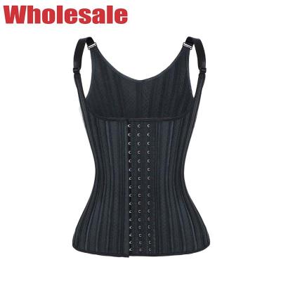 China Black 29 Steel Bones Waist Trainer Vest Hollow Breathable Waist Trainer Vest MHW100326B for sale