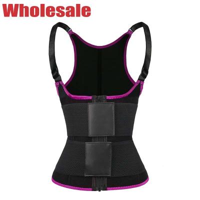 China Pink 5xl Sauna Vest Workout Waist Trainer Vest With Double Belt for sale