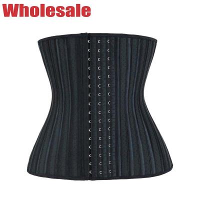 China Hollow 5XL 29 Boned Latex Sport Waist Trainer Black Waist Cincher Corset for sale