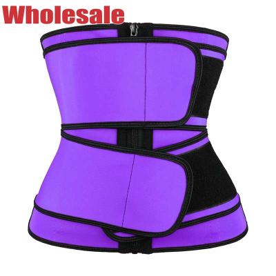 China Cintura dobro Cincher de Double Compression Purple do instrutor da cintura do látex da correia à venda