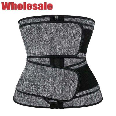 China Neoprene Sauna Belt Double Belted Waist Trainer With Velcro Straps for sale