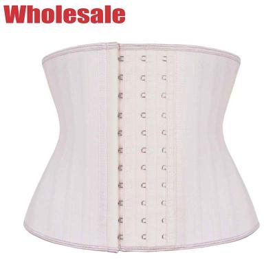 China White Short Torso Waist Trainer 9 Boned Latex Steel Boned Waist Training Corset for sale