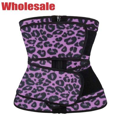 China Corsé púrpura de Underbust del tamaño de Double Strap Plus del instructor de la cintura de la cremallera del látex del leopardo en venta