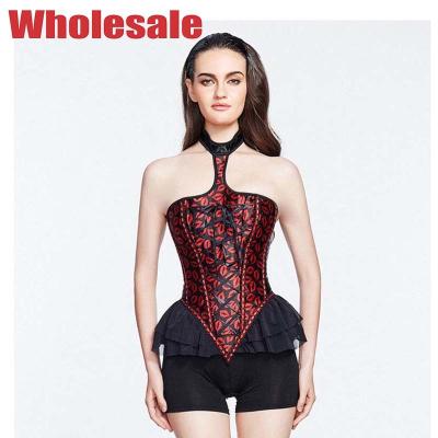 China Bustier del vestido con tirante y espalda descubierta del bustier del poliéster S y corsé rojos y negros en venta