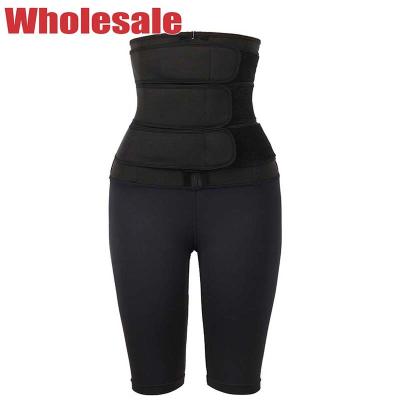 China Three Belts SBR Waist Trainer Leggings Zipper Waist Training Leggings for sale