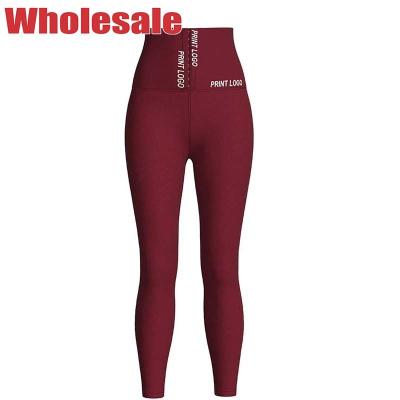 China Red 89cm Latex Yoga Pants High Waisted Compression Leggings S Size for sale