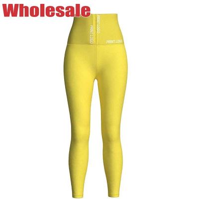 China Yellow XL 95cm High Waisted Running Leggings High Rise Yoga Pants for sale