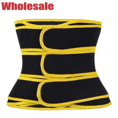 China Neoprene 3 Belts Waist Trainer Black And Yellow Corset For Tummy Flattening for sale