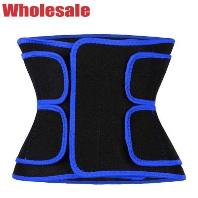 China Blue Neoprene 2 Band Waist Trimmer Belt Workout Waist Sweat Band for sale