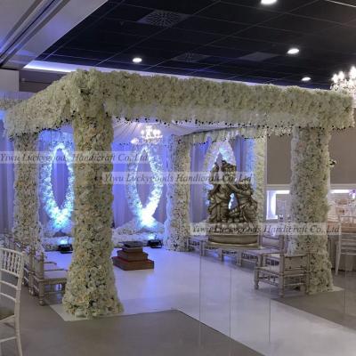 China Wedding Party Event Decoration LDJ1004 Luckygoods Hot Selling White Round Metal Wedding Stage Backdrop for sale