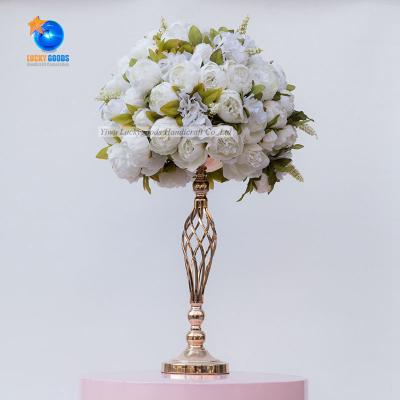 China Events decoration LFB634 champagne peony flower ball wedding hot selling silk centerpiece for table decoration for sale